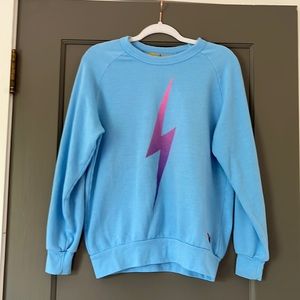aviator nation sky blue bolt sweatshirt size small